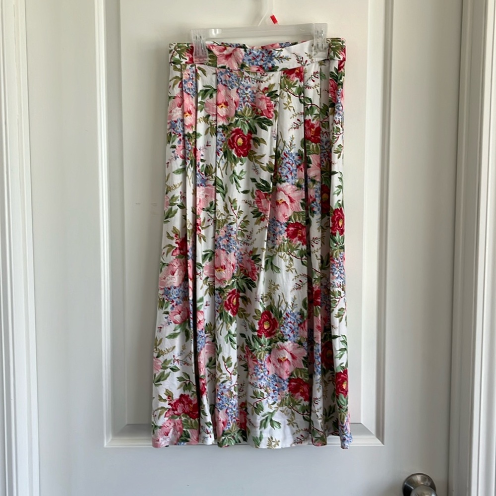 JH Collectibles pleated floral linen blend skirt size 00